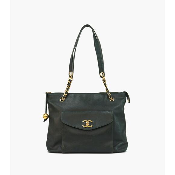 CHANEL Deep Green Vintage Turnlock Shoulder Bag A-A16331 - Picture 1 of 10